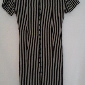 Women's Black and Tan Striped Dress